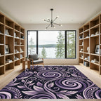 Purple Swirl Floral Vine Swirls Rug