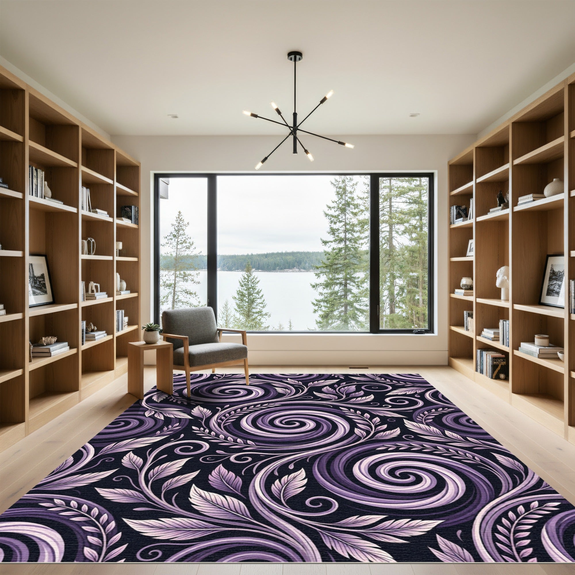 Purple Swirl Floral Vine Swirls Rug