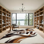 Abstract Earthy Brown Zen Swirl Rug