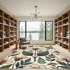 Vintage Cream Floral Botanical Illustration Rug