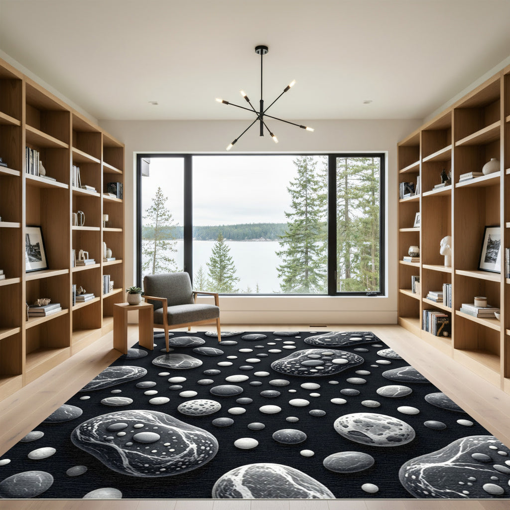 Monochromatic Pebbles Scattered Composition Rug