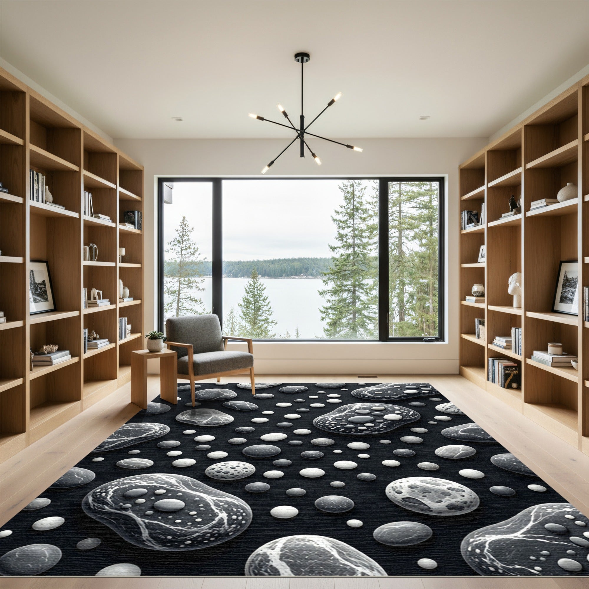 Monochromatic Pebbles Scattered Composition Rug
