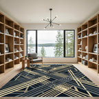 Modern Cream and Charcoal Geometric Lines Rug
