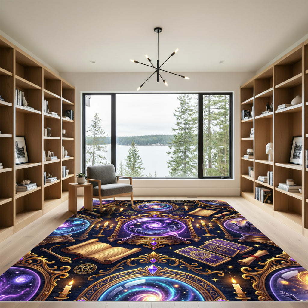 Celestial Crystal Ball Galaxy Astrology Rug