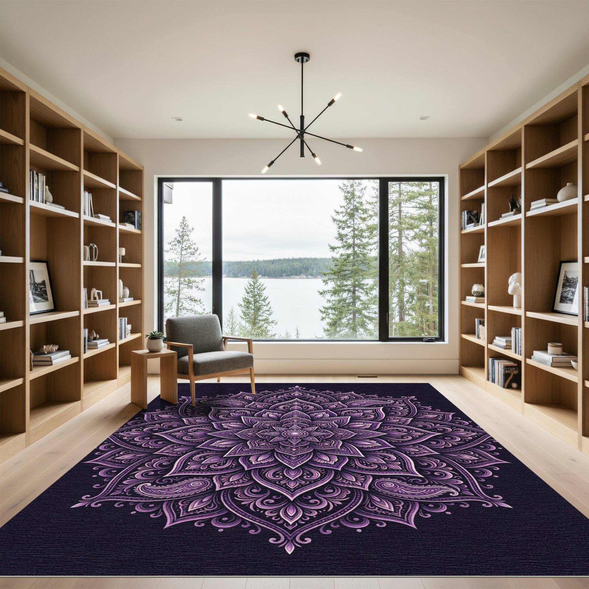 Intricate Amethyst Floral Mandala Bloom Rug