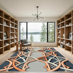 Interwoven Terracotta and Cream Lattice Rug