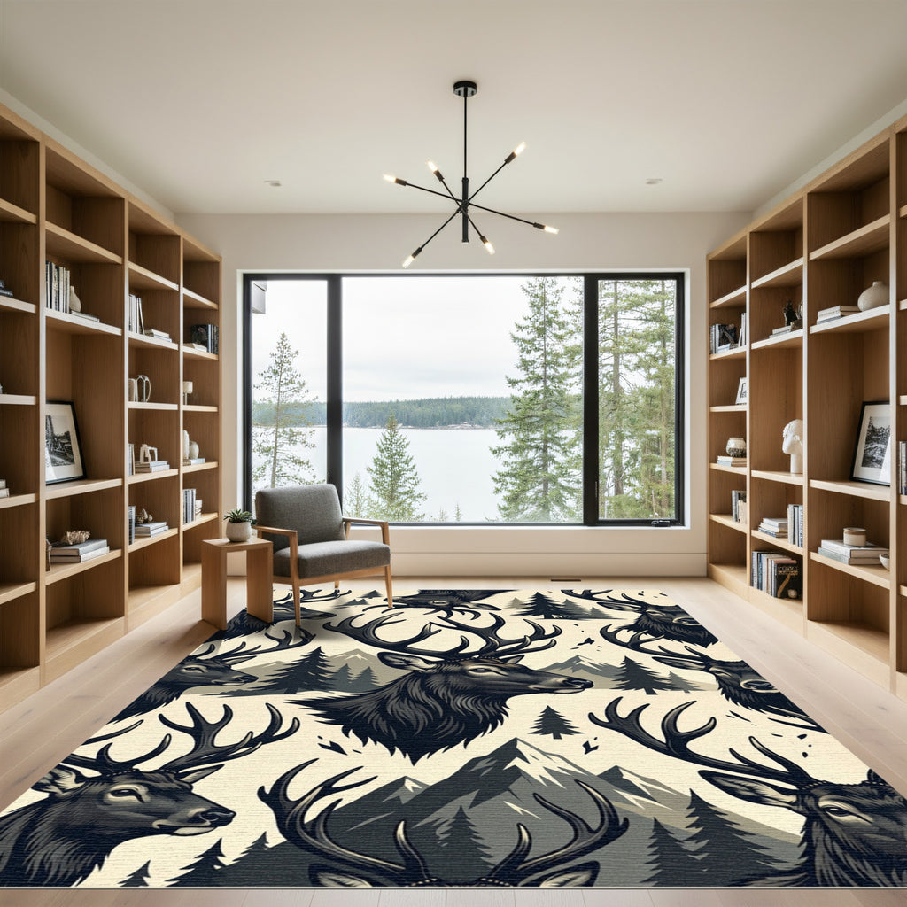 Rustic Black Elk Mountain Forest Rug