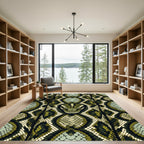Olive Green Reptile Scale Serpent Rug