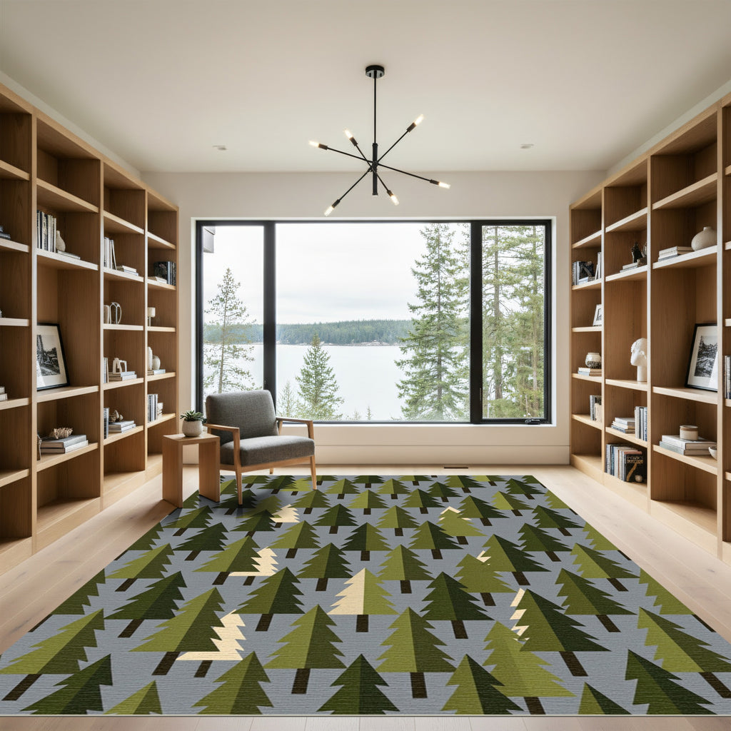Scandi Forest Pine Tree Tapestry Rug