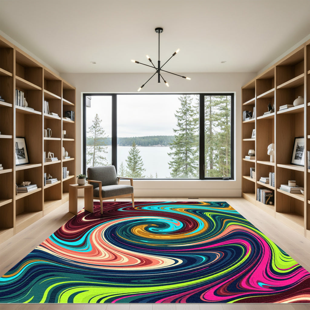 Vibrant Multicolored Abstract Swirl Rug