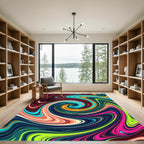 Vibrant Multicolored Abstract Swirl Rug