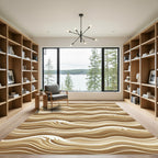 Earthy Brown Wavy Abstract Waves Rug