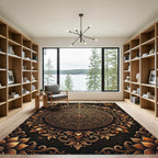 Opulent Bronze Floral Mandala Embossed Rug
