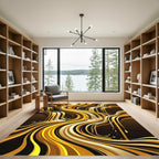 Liquid Gold Abstract Flowing Waterfall Rug