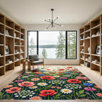 Vibrant Wildflower Meadow Garden Composition Rug