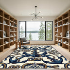 Nautical Anchor Navy And Gold Compass Rug