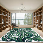Lush Emerald Green Scrollwork Foliage Rug