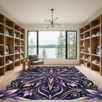 Elegant Lavender Starburst Floral Medallion Rug