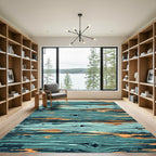 Distressed Teal Wood Grain Planks Rug