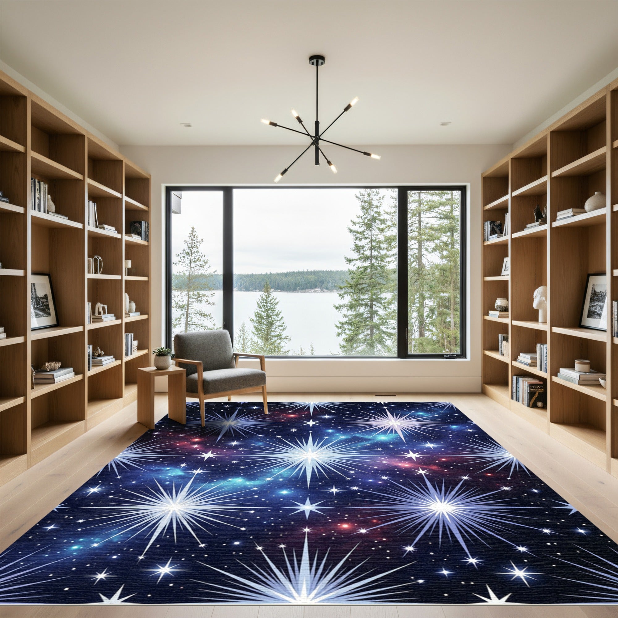 Sparkling Starry Night Galaxy Rug