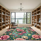 Vintage Romantic Rose and Lettuce Trellis Rug