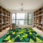 Verdant Forest Geometric Mosaic Rug