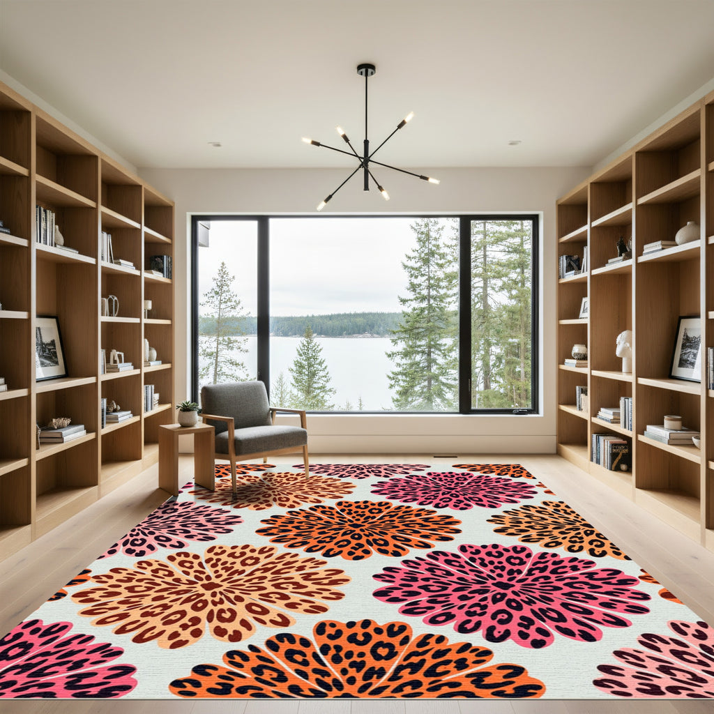 Vibrant Leopard Bloom Botanical Rug