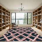 Blush Pink Geometric Interlocking Grid Rug