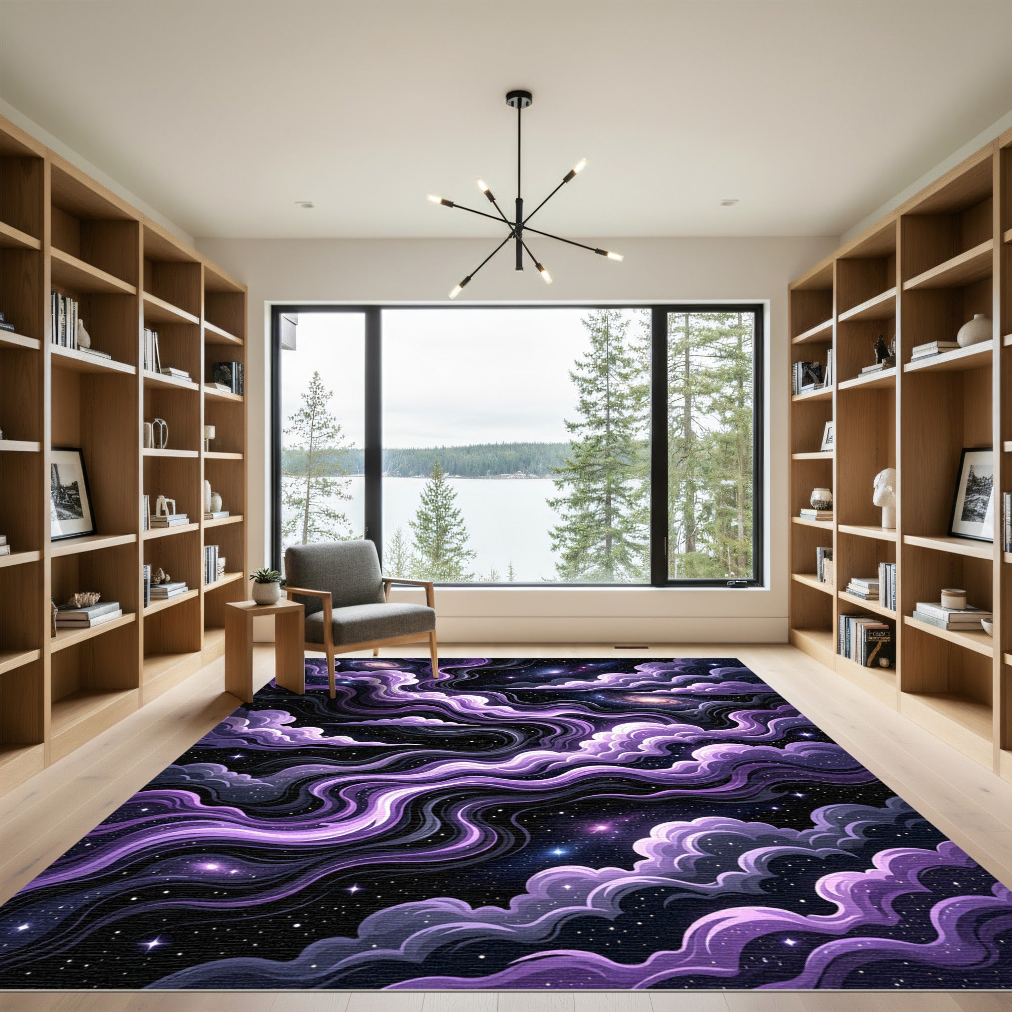 Cosmic Interstellar Purple Nebula Swirl Rug