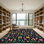 Rainbow Alphabet Floral Garden Rug