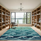 Ocean Teal Minimalist Wave Gradient Rug