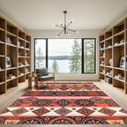 Warm Terracotta Orange Floral Diamonds Rug