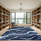 Deep Blue Ocean Swirl Rug