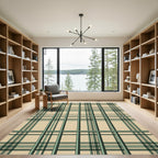 Classic Green and Beige Plaid Rug