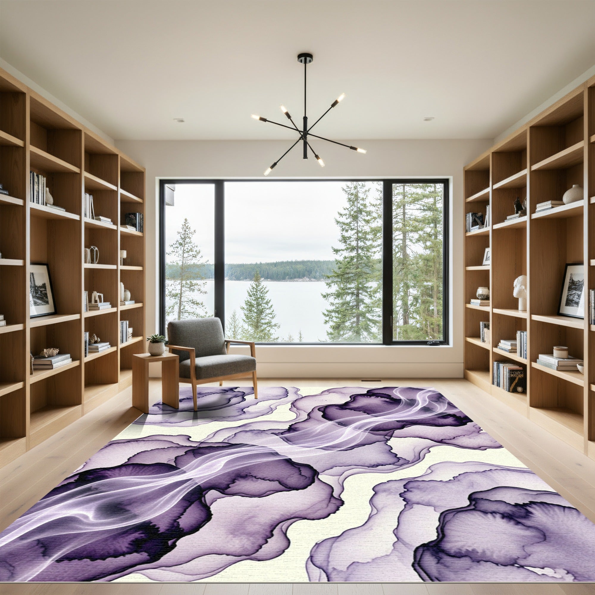 Ethereal Violet Ink Liquid Wave Rug