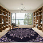 Elegant Purple Floral Mandala Medallion Rug
