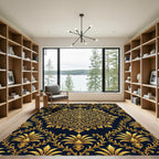 Golden Baroque Filigree Medallion Rug