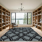 Modern Charcoal Interlocking Quatrefoil Geometric Rug