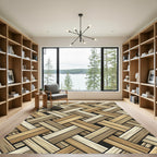 Earthy Neutral Woven Herringbone Rug