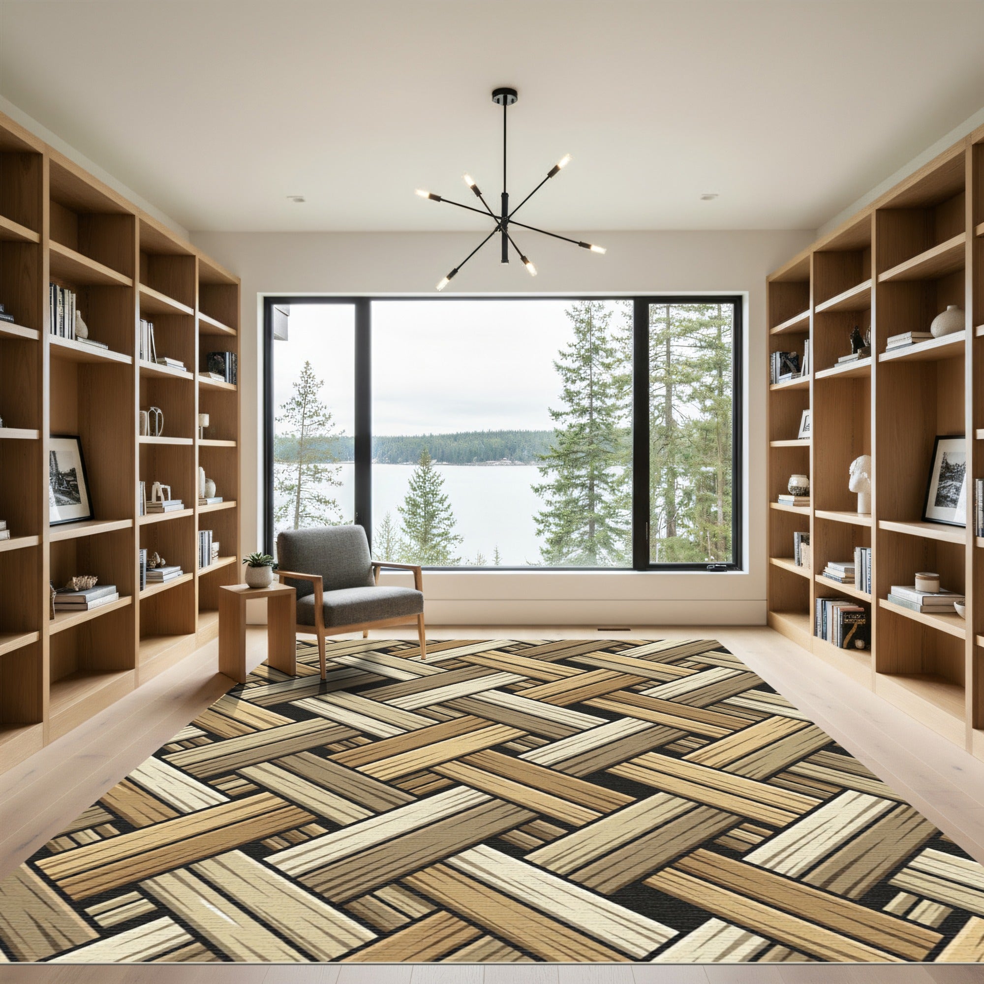Earthy Neutral Woven Herringbone Rug