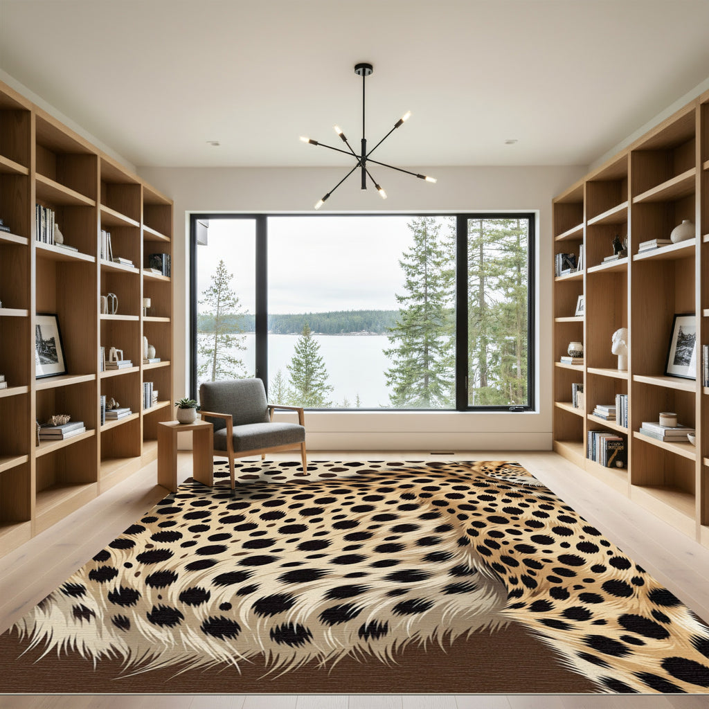 Golden Cheetah Spoke Dot Rug