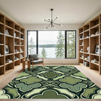 Sage Green Quatrefoil Geometric Art Rug