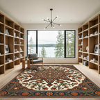 Ornate Amber Floral Star Medallion Rug