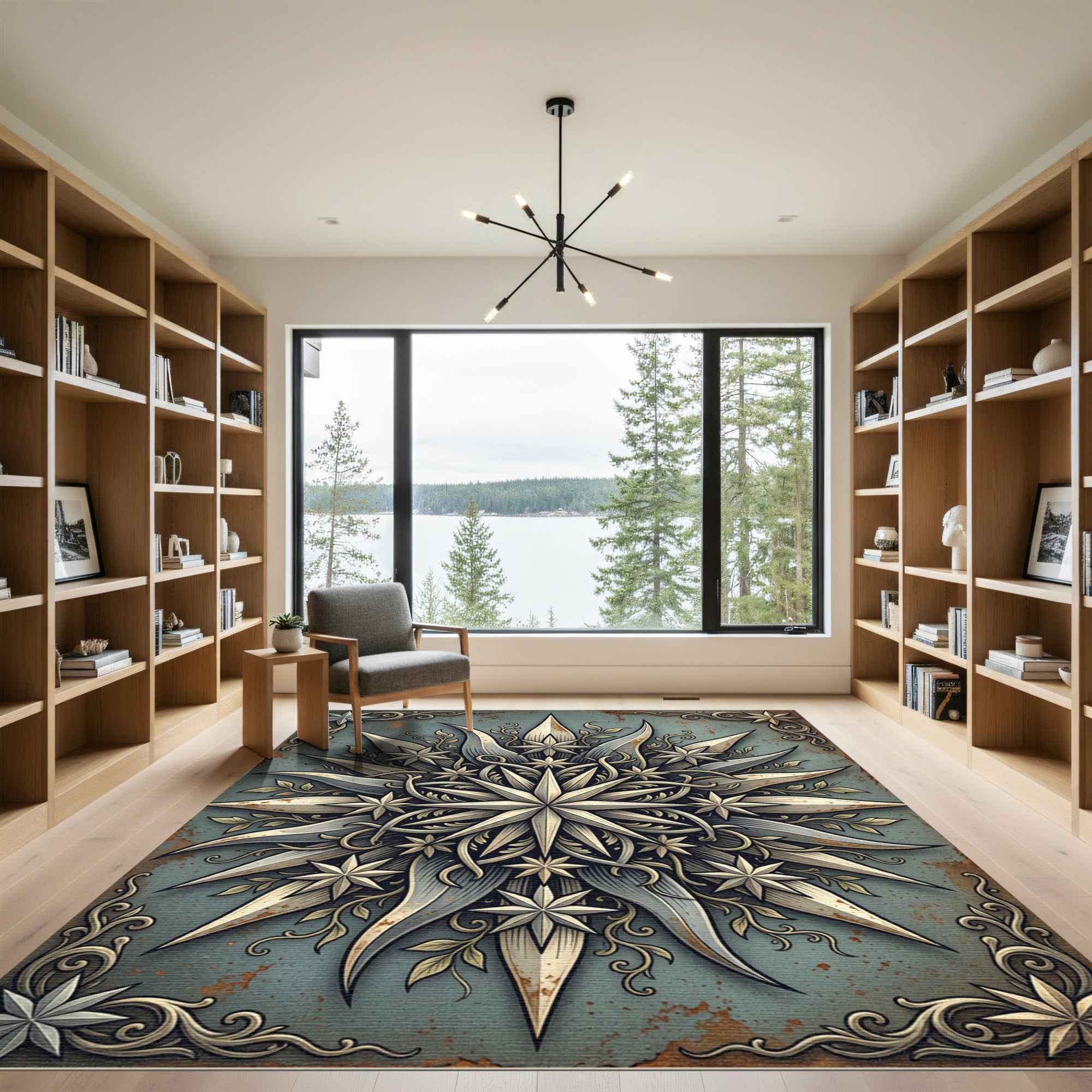 Antique Metallic Starburst Floral Rug