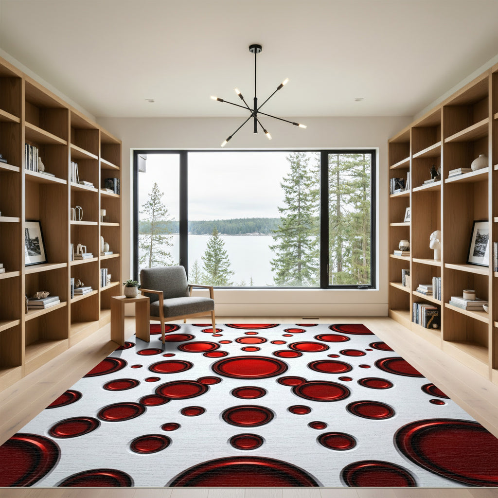 Bold Red Interlocking Circles Rug