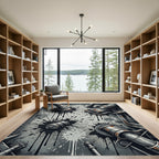 Industrial Grunge Black Ink Drip Splatter Rug