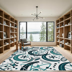 Teal Gray Atomic Orbit Elements Rug