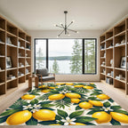 Lush Yellow Lemon and Blossom Foliage Rug