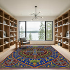 Ornate Byzantine Cross Royal Blue Medallion Rug