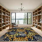 Exotic Golden Leopard and Jaguar Fusion Rug